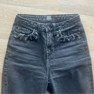 Urban Outfitters Straight Raw Hem Black Jeans with Detailed Pockets